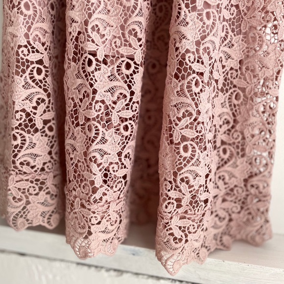 H&M Off-the-shoulder blush lace dress sz 6 - Picture 7 of 16